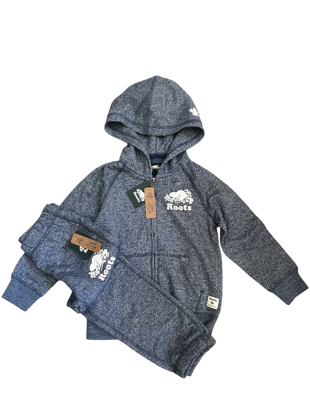 Roots Heather Navy Kids Hoodie & Sweatpants Set
